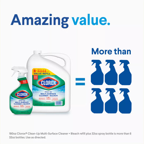 Clorox Clean-Up All Purpose Cleaner with Bleach with Refill - Original Scent, 32 oz. Spray/180 oz. Refill